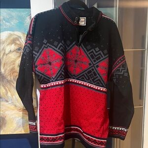 Dale of Norway Black and Red Zip Up Sweater